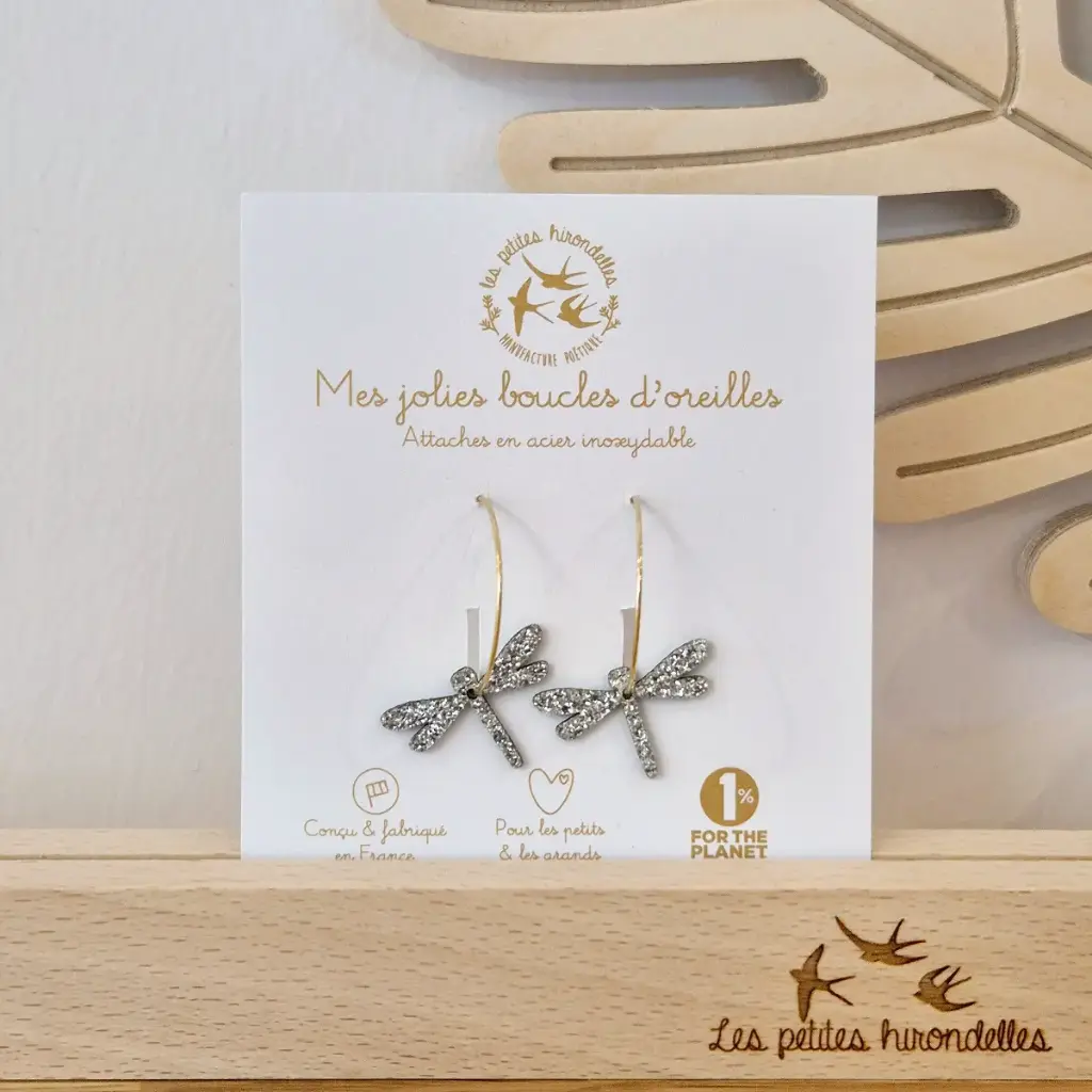 Créoles - Libellules - Argent