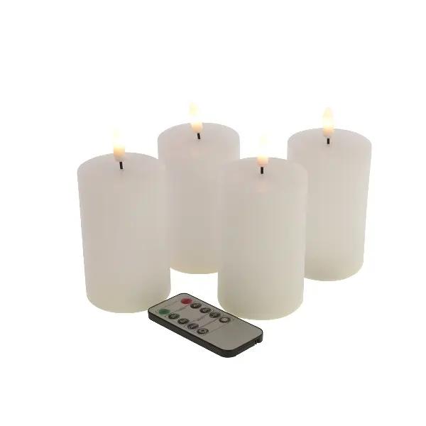 [W51429] Set de 4 Bougies LED blanches 6,5x10 cm
