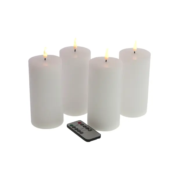 Set de 4 Bougies LED blanches 7,5x15 cm