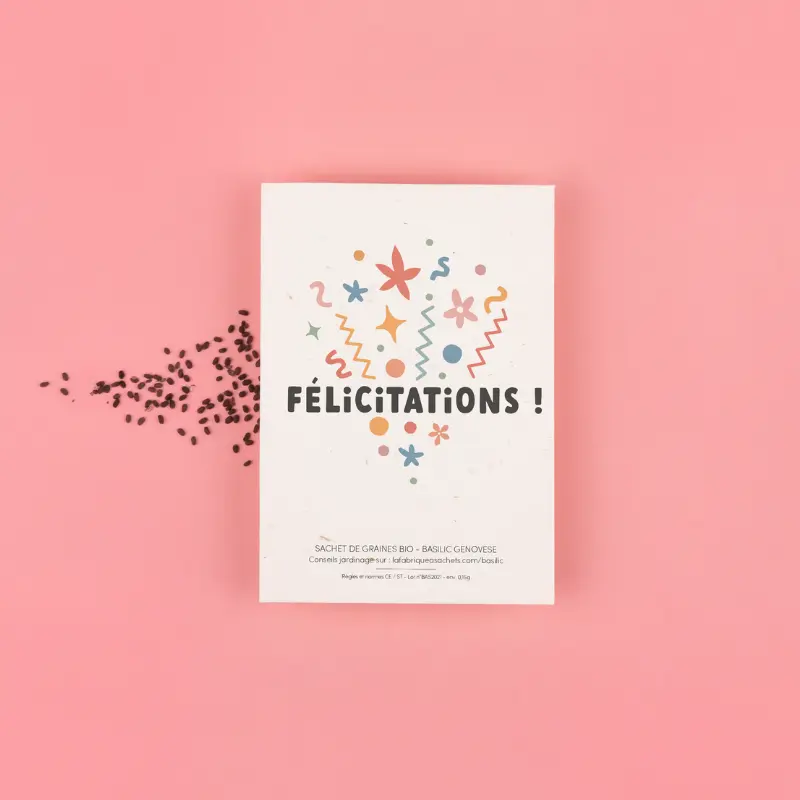 Félicitations - Sachet de graines de Basilic