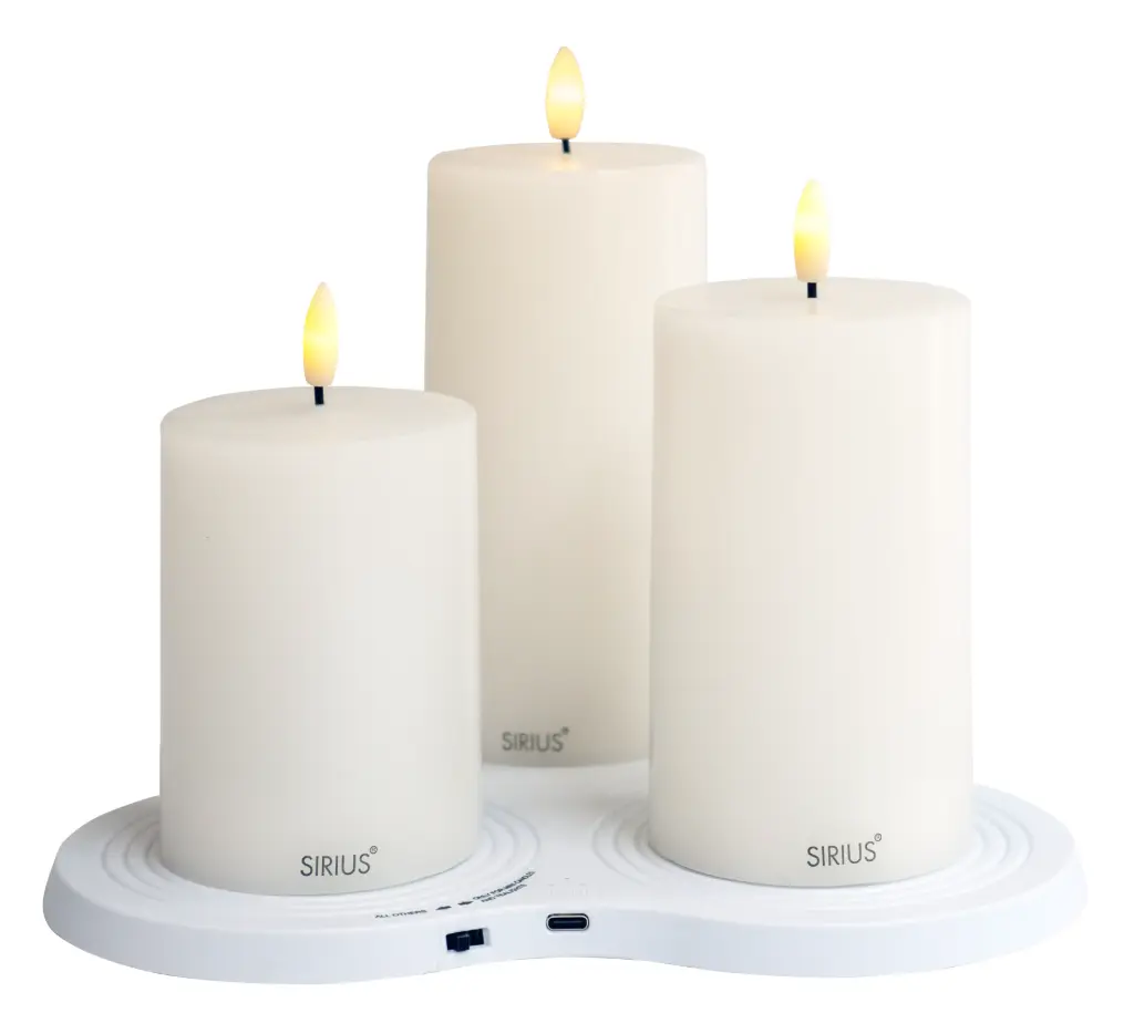[SIR80601] Set de 3 bougies LED rechargeables avec station de recharge 