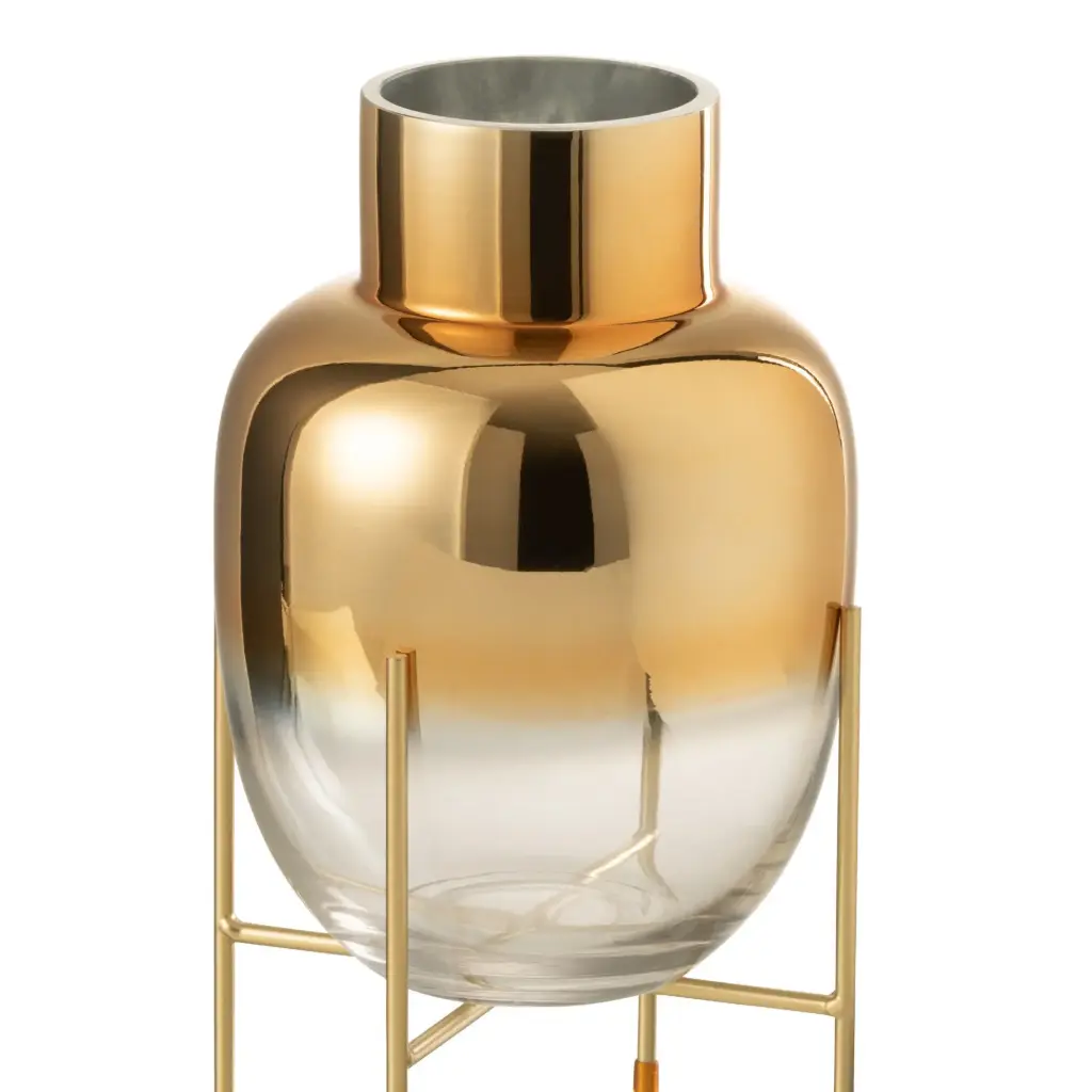 Vase sur pied doré