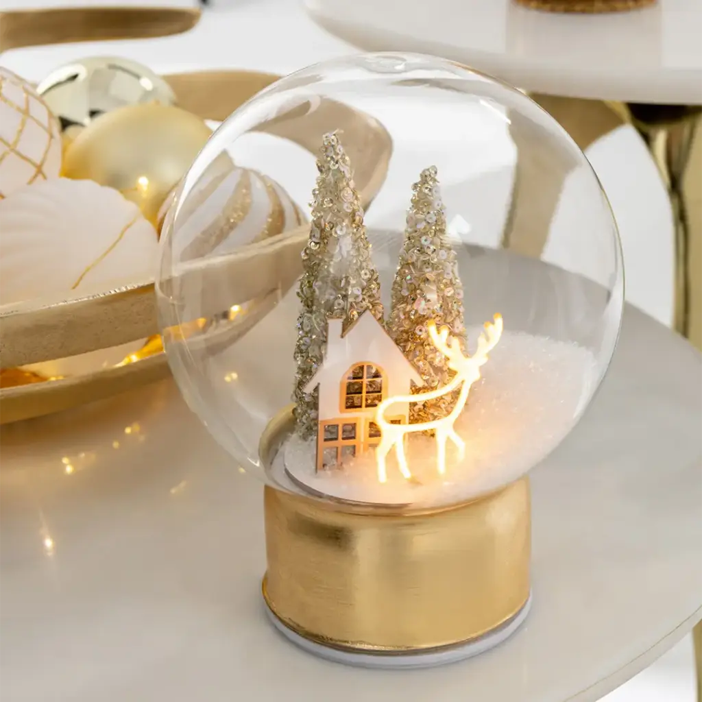 Boule verre led renne (12x12x16cm)