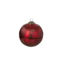 Bougie boule Noël verre rouge striée
