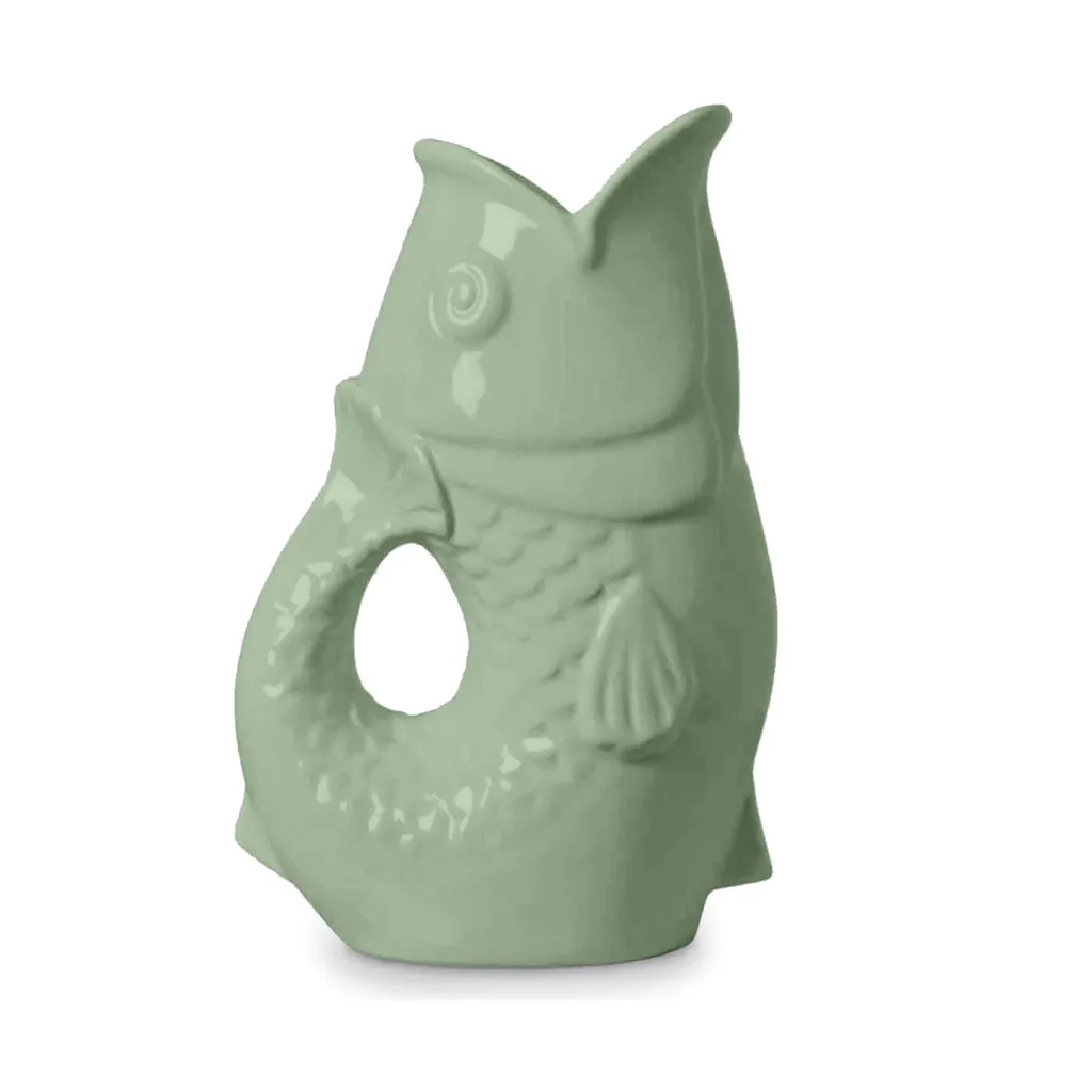 [OPJ017192] Vase pichet poisson vert matcha