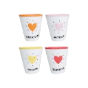 Set de 4 gobelets amour cœur