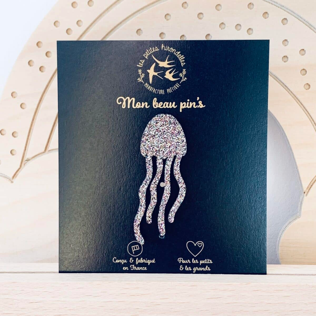 [LPH38] Pin's paillettes - Méduse - Multicolore