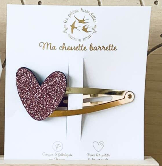 Barrette simple - Coeur - Rose