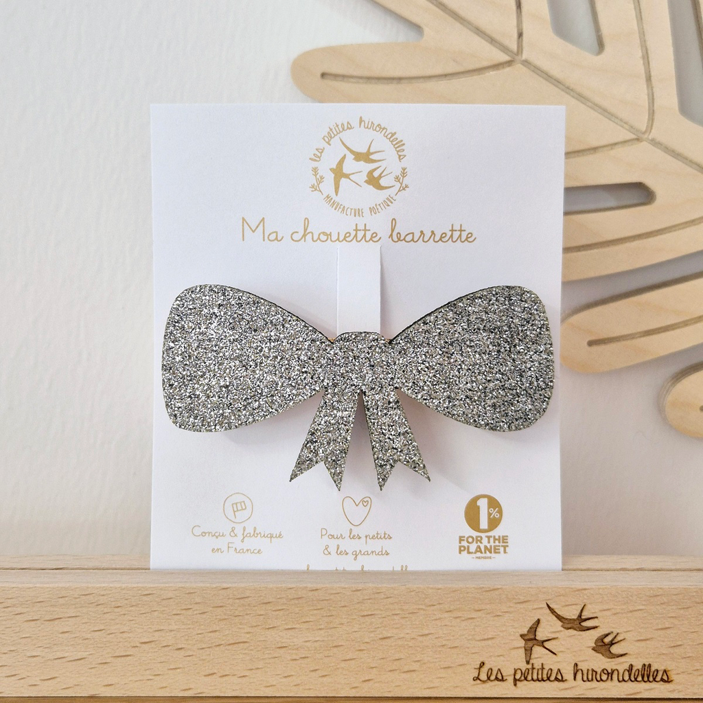 [LPH43] Barrette clip - Noeud - Argent