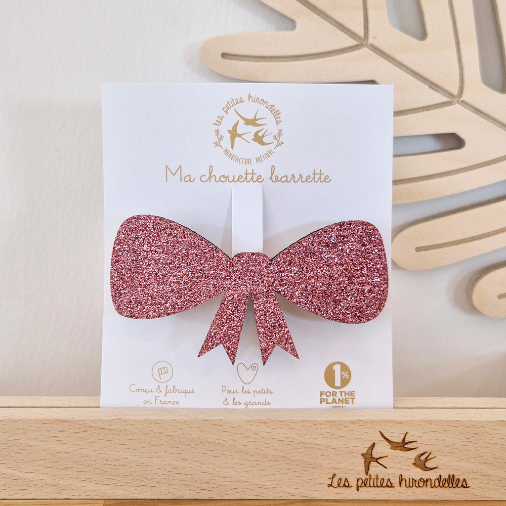 [LPH44] Barrette clip - Noeud - Rose