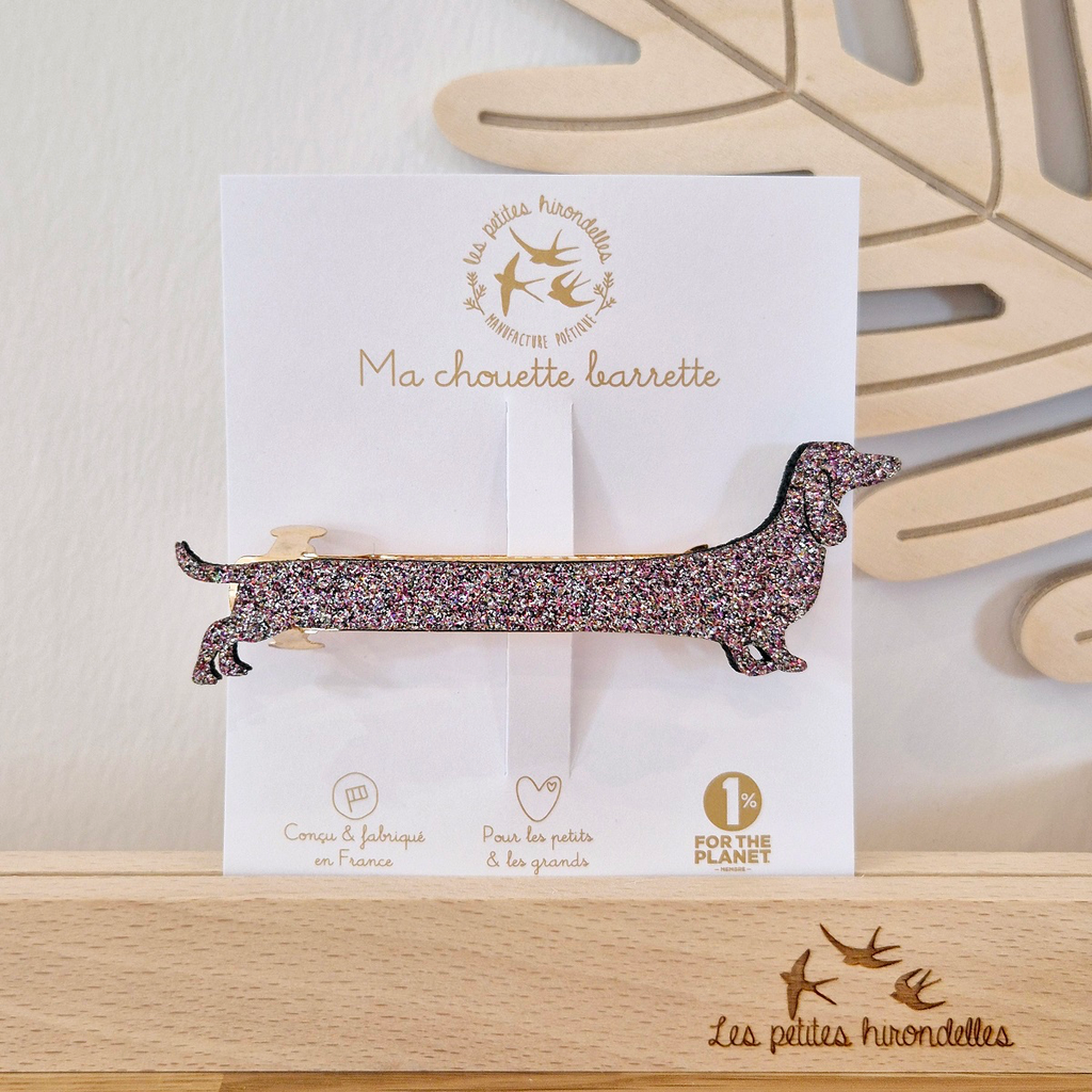 [LPH46] Barrette clip - Teckel - Multicolore
