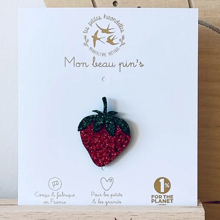 Pin's paillettes - Fraise - Rouge