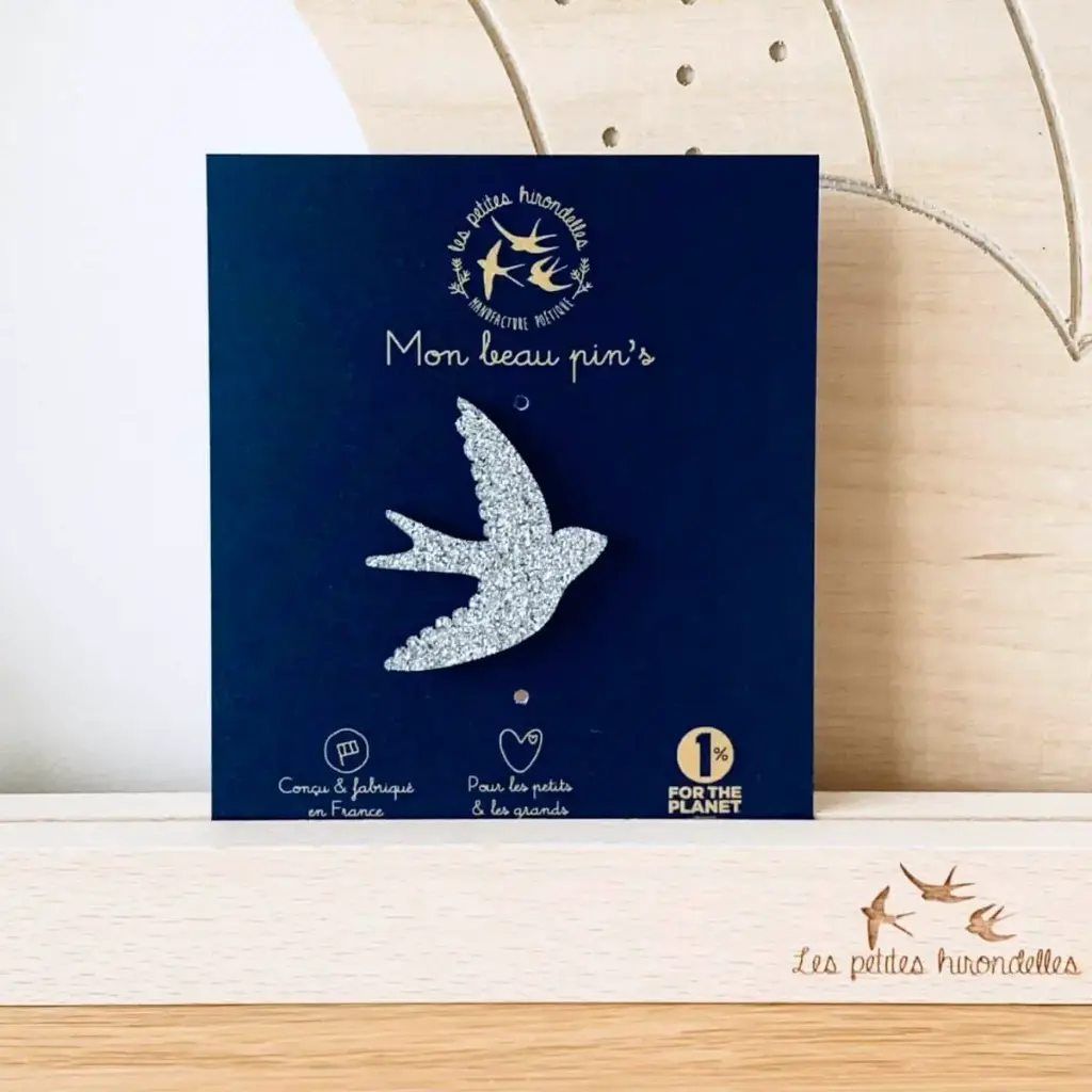 [LPH10] Pin's paillettes - Hirondelle - Argent