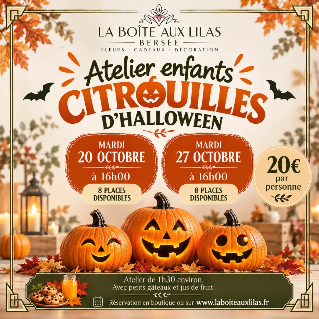Atelier Enfant Citrouilles d'Halloween - Mardi 20/10 - 16H00