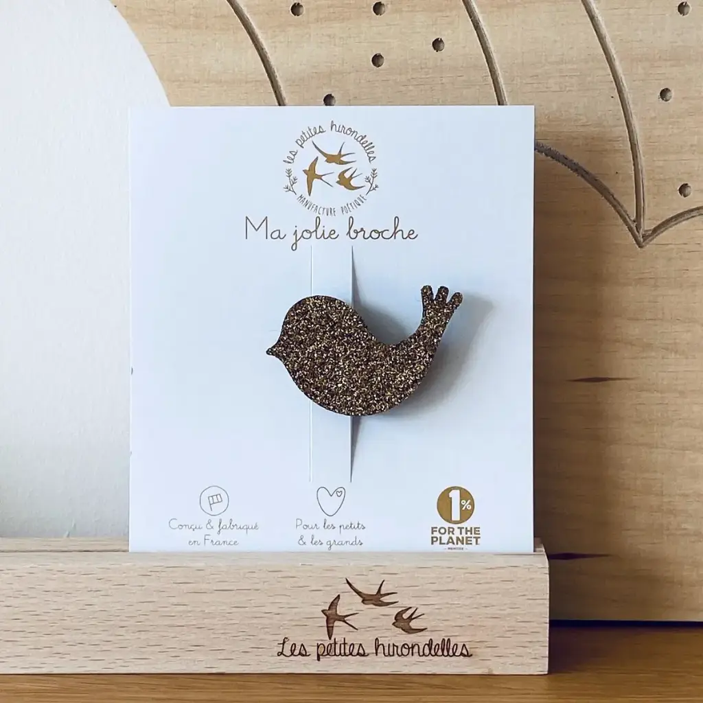 Broche paillettes - Oiseau - Multicolore