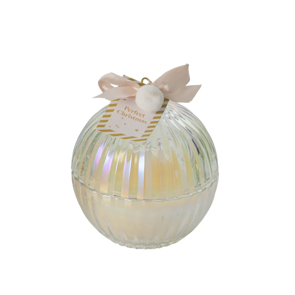 Bougie Boule Verre Blanc - 11x11x12.5