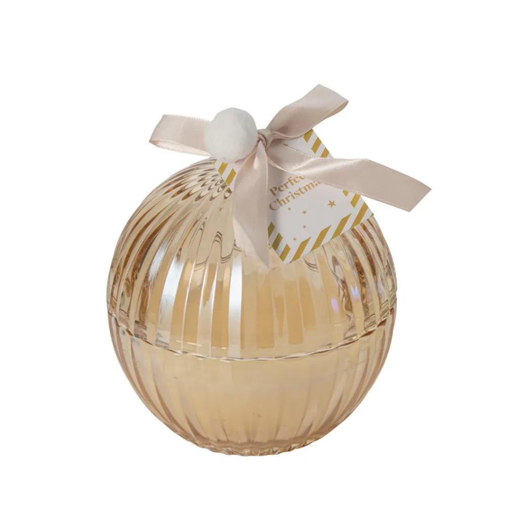 Bougie Boule Verre Or - 13x13x15