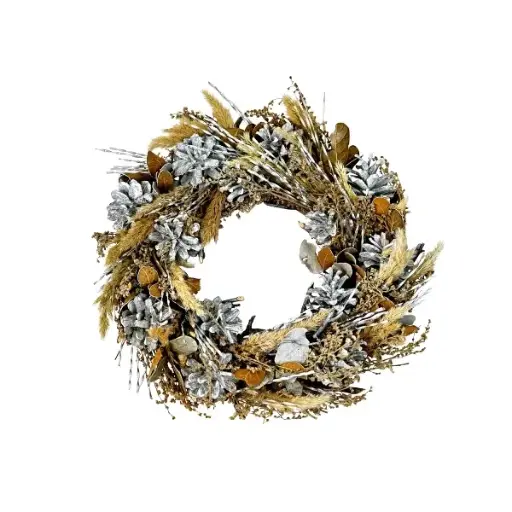 [W52587] Couronne de fleurs séchées D30 cm